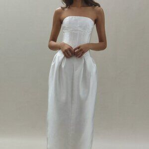 Anthropologie Mare Mare Strapless Pleated Hourglass Maxi Dress